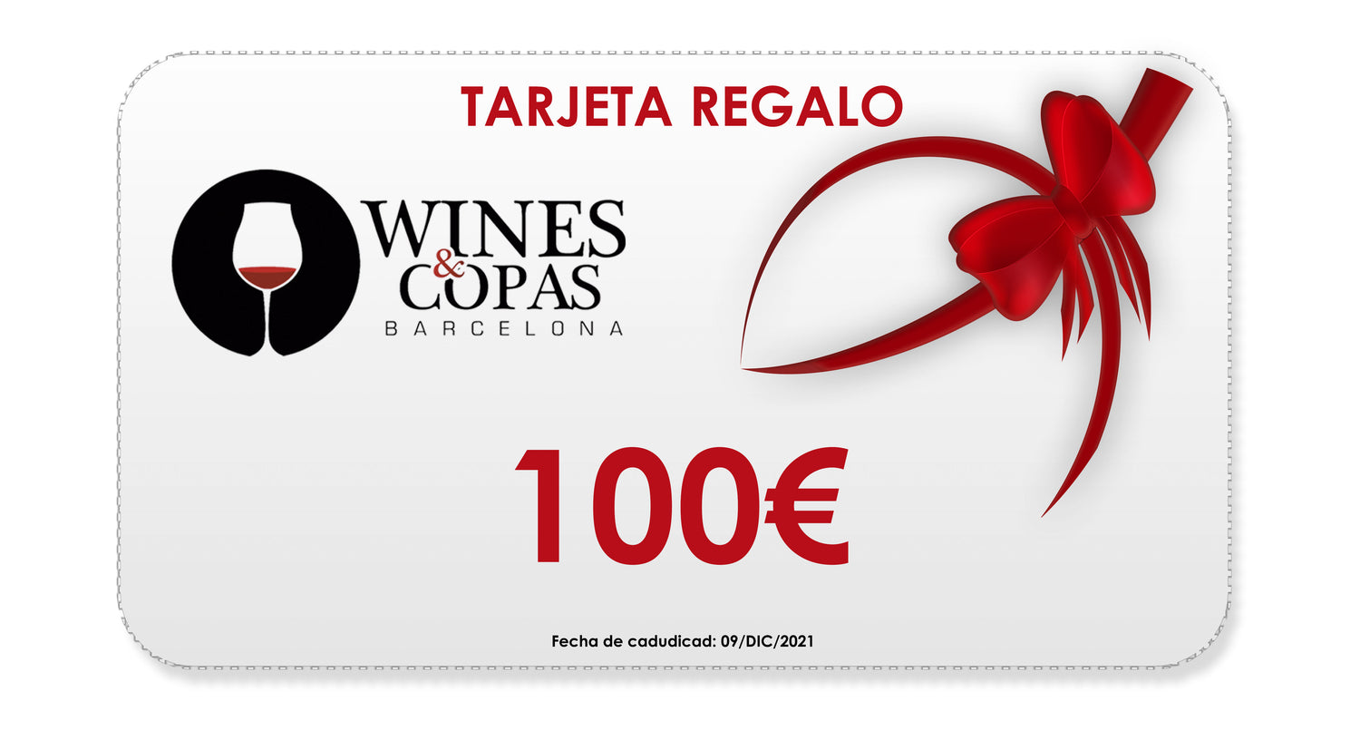 100&euro; Gift Card - Tarjeta de Regalo - Wines and Copas Barcelona